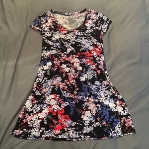 MNY Marc New York Women's Black red white blue Floral Dress Size L Large 12/14